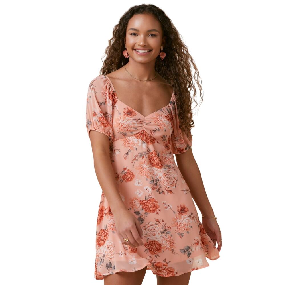 Francesca’s Blue Rain Women’s Laurene Floral Bow Back Mini Dress size S
